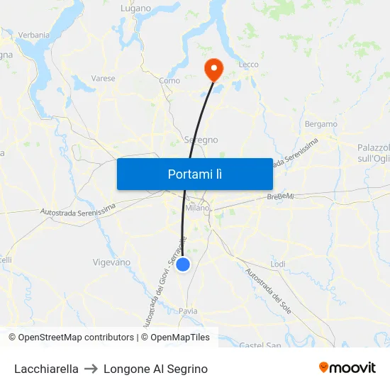 Lacchiarella to Longone Al Segrino map
