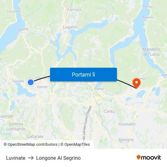 Luvinate to Longone Al Segrino map