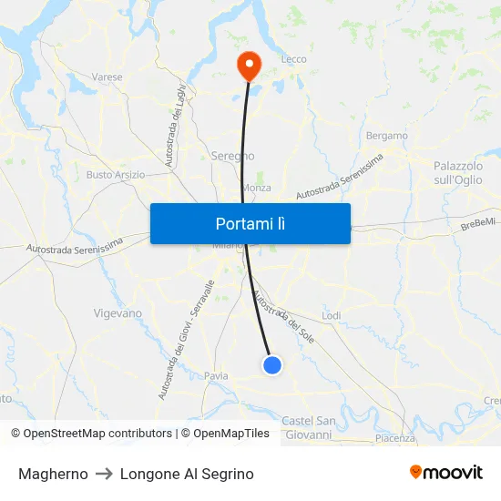 Magherno to Longone Al Segrino map