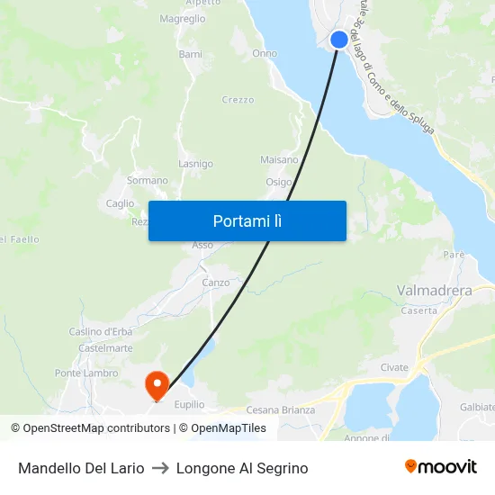 Mandello Del Lario to Longone Al Segrino map