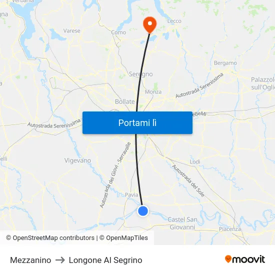 Mezzanino to Longone Al Segrino map