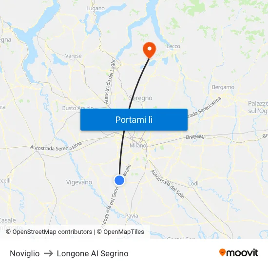 Noviglio to Longone Al Segrino map