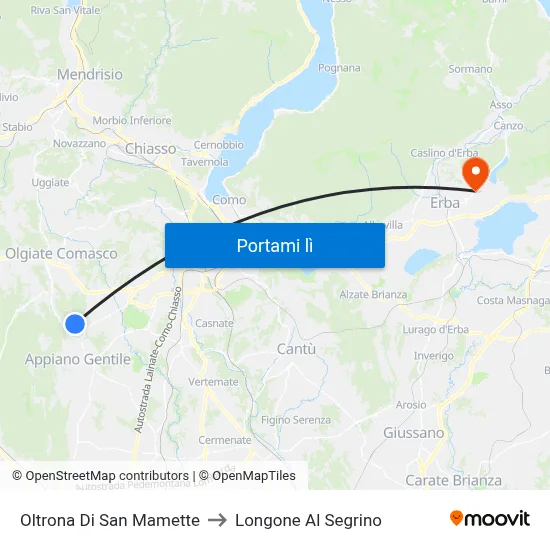 Oltrona Di San Mamette to Longone Al Segrino map