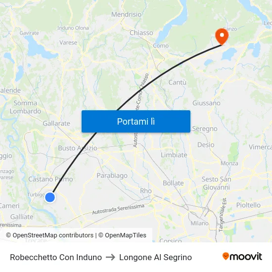 Robecchetto Con Induno to Longone Al Segrino map
