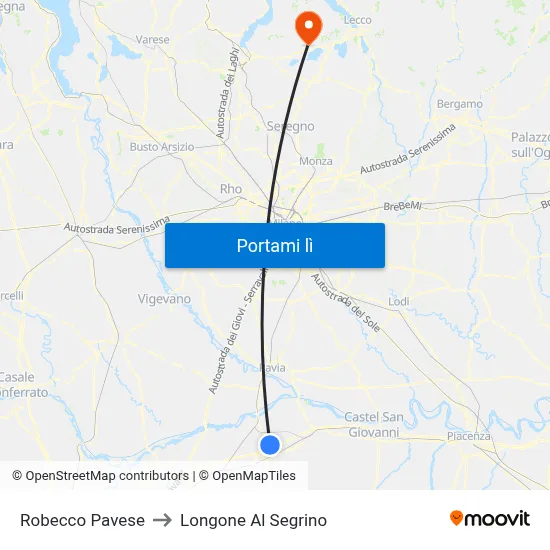 Robecco Pavese to Longone Al Segrino map