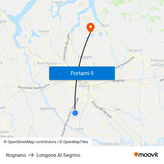 Rognano to Longone Al Segrino map