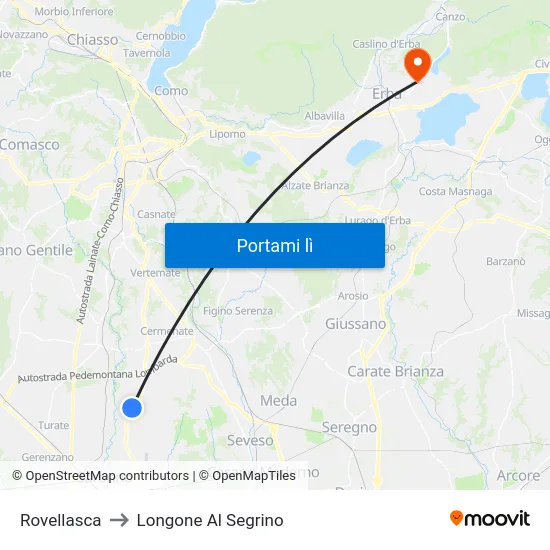Rovellasca to Longone Al Segrino map
