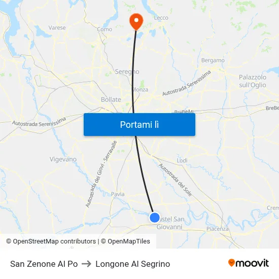 San Zenone Al Po to Longone Al Segrino map