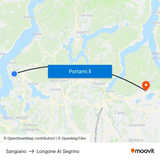 Sangiano to Longone Al Segrino map