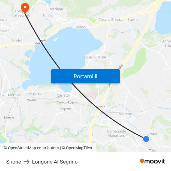 Sirone to Longone Al Segrino map