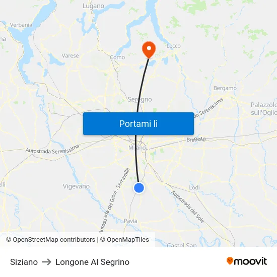 Siziano to Longone Al Segrino map