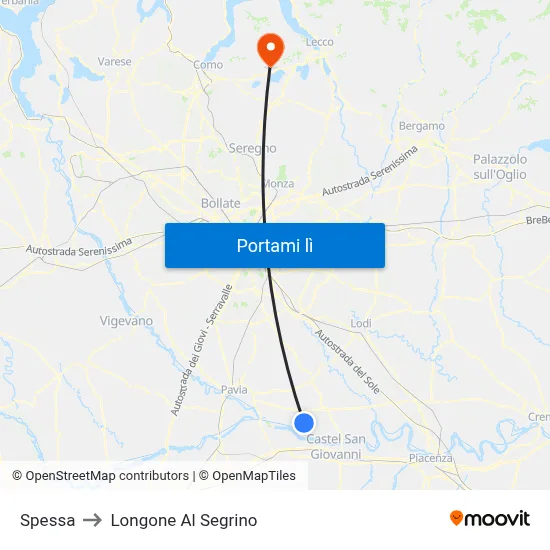 Spessa to Longone Al Segrino map