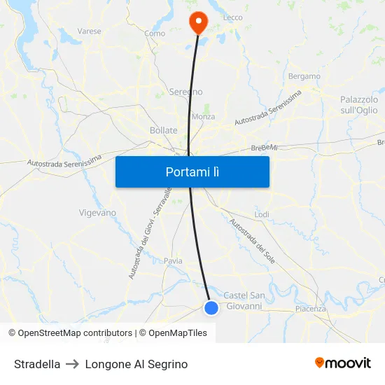 Stradella to Longone Al Segrino map