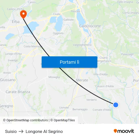 Suisio to Longone Al Segrino map