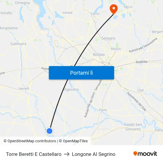 Torre Beretti E Castellaro to Longone Al Segrino map