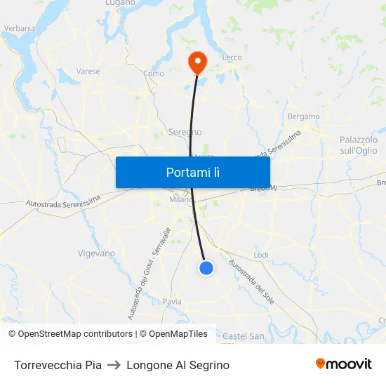 Torrevecchia Pia to Longone Al Segrino map