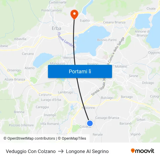 Veduggio Con Colzano to Longone Al Segrino map