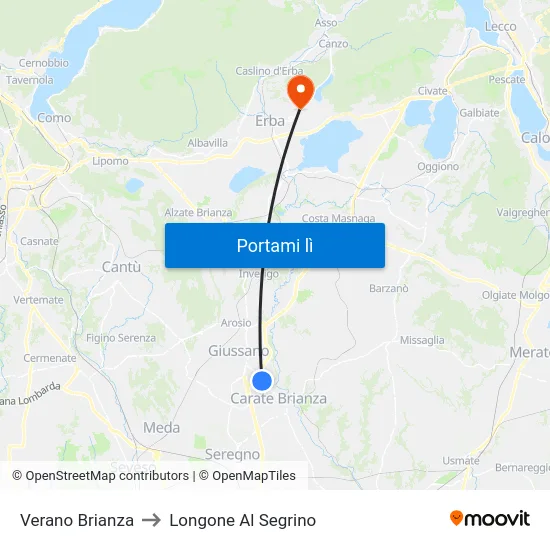 Verano Brianza to Longone Al Segrino map