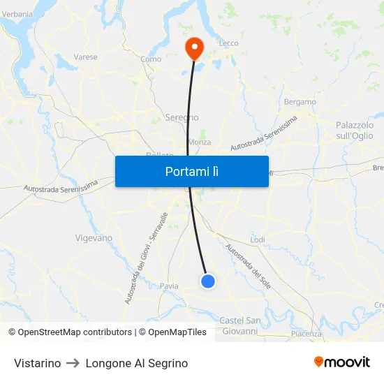 Vistarino to Longone Al Segrino map