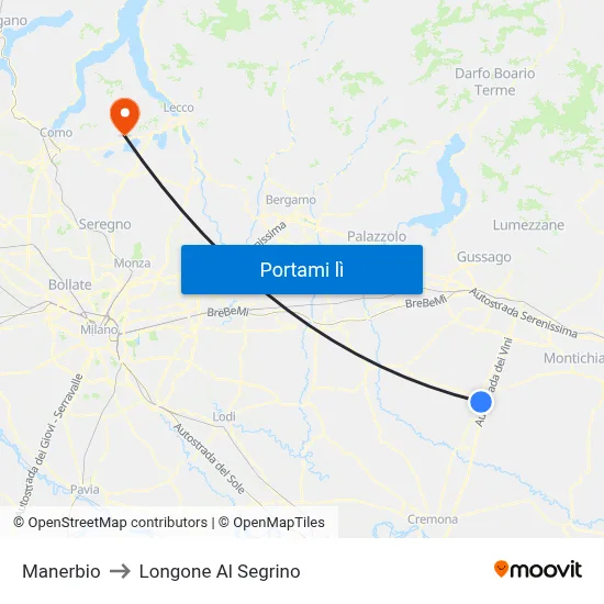 Manerbio to Longone Al Segrino map