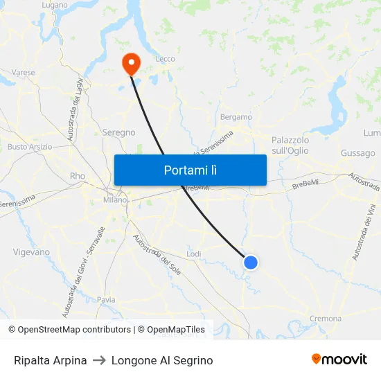 Ripalta Arpina to Longone Al Segrino map