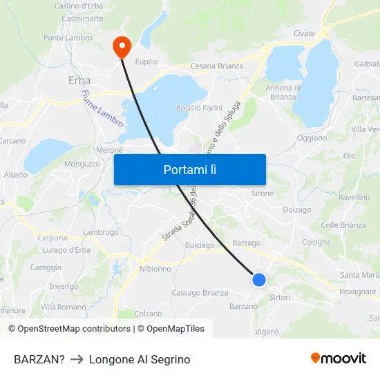 BARZAN? to Longone Al Segrino map