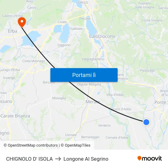 CHIGNOLO D' ISOLA to Longone Al Segrino map