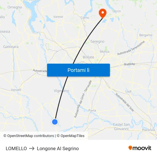 LOMELLO to Longone Al Segrino map