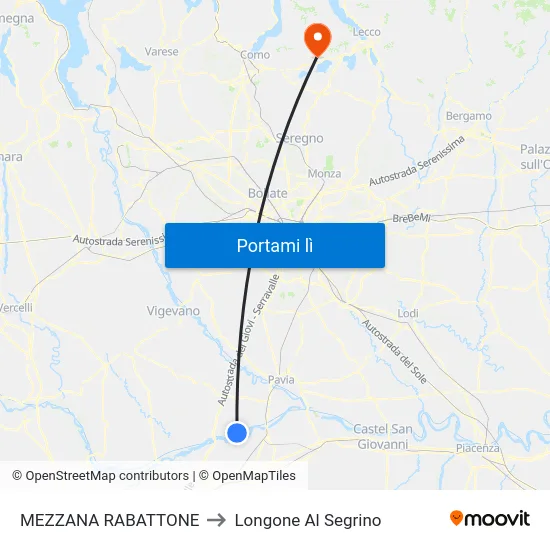 MEZZANA RABATTONE to Longone Al Segrino map