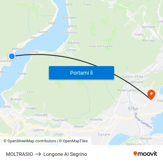 MOLTRASIO to Longone Al Segrino map