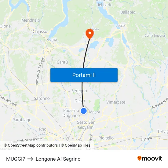 MUGGI? to Longone Al Segrino map