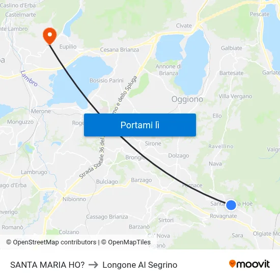 SANTA MARIA HO? to Longone Al Segrino map