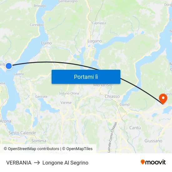 VERBANIA to Longone Al Segrino map