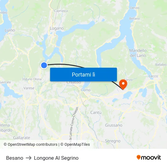 Besano to Longone Al Segrino map