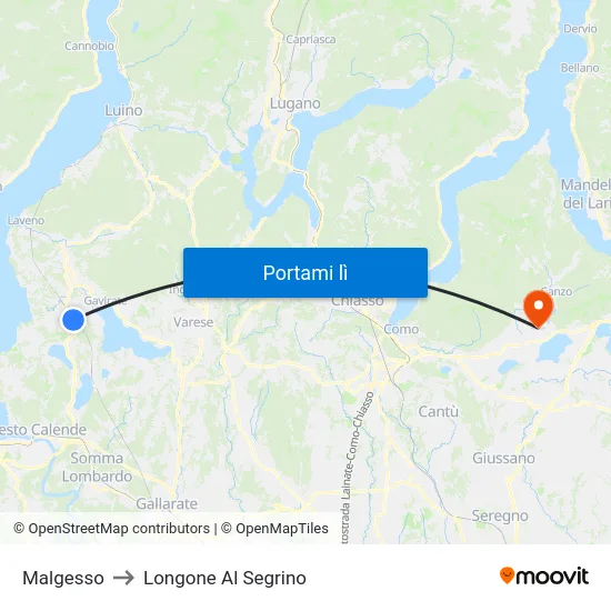Malgesso to Longone Al Segrino map