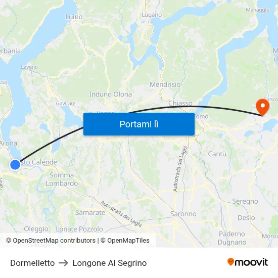 Dormelletto to Longone Al Segrino map
