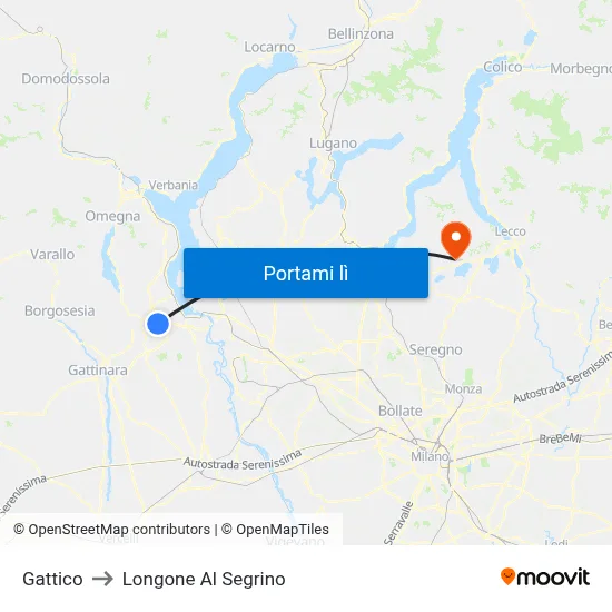 Gattico to Longone Al Segrino map