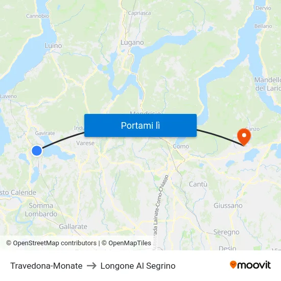 Travedona-Monate to Longone Al Segrino map