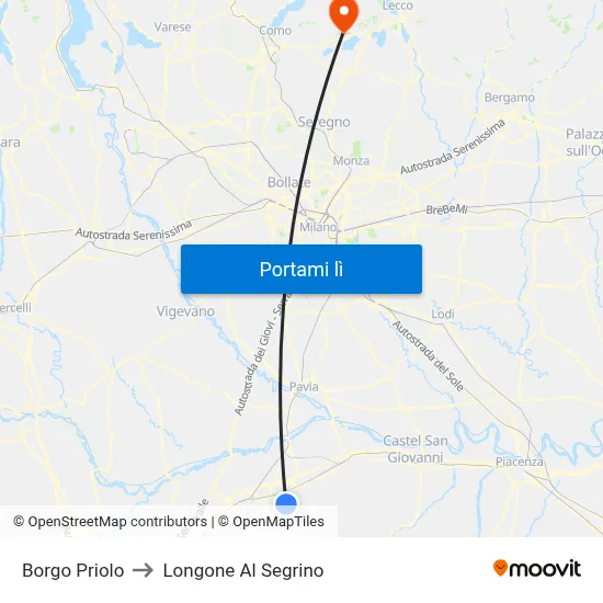 Borgo Priolo to Longone Al Segrino map