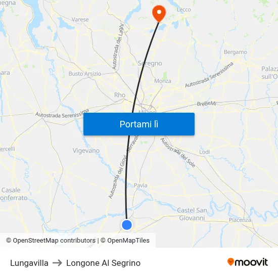 Lungavilla to Longone Al Segrino map