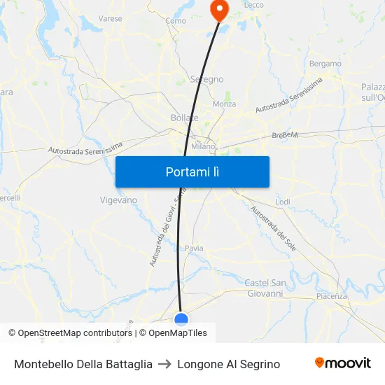 Montebello Della Battaglia to Longone Al Segrino map