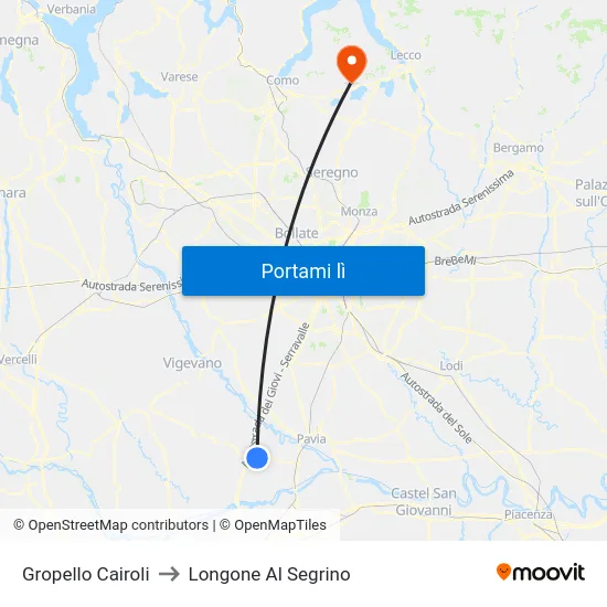 Gropello Cairoli to Longone Al Segrino map