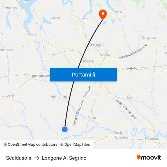 Scaldasole to Longone Al Segrino map