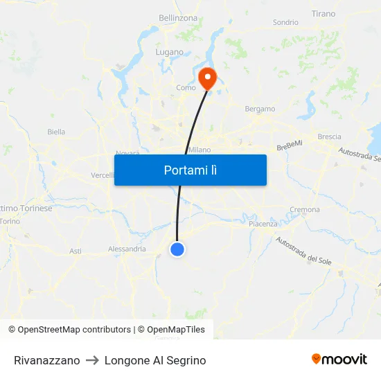 Rivanazzano to Longone Al Segrino map