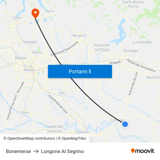 Bonemerse to Longone Al Segrino map