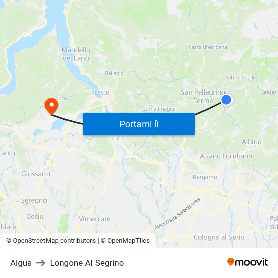 Algua to Longone Al Segrino map