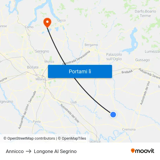 Annicco to Longone Al Segrino map