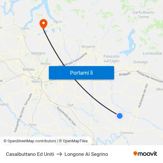 Casalbuttano Ed Uniti to Longone Al Segrino map
