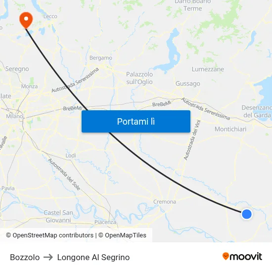 Bozzolo to Longone Al Segrino map