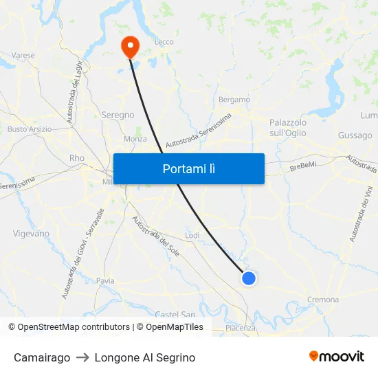 Camairago to Longone Al Segrino map